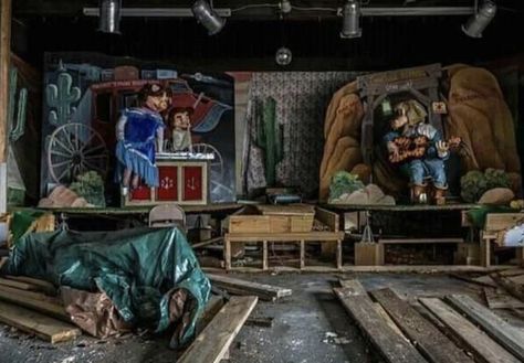 Abandoned Animatronics, Maggie Valley North Carolina, Rockafire Explosion, Maggie Valley Nc, Fnaf Au, Abandoned Theme Parks, Maggie Valley, Theme Parks Rides, Abandoned Amusement Parks