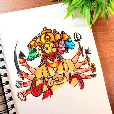 Panchmukhi Hanuman Drawing, Panchmukhi Hanuman Ji Drawing, Hanumaan Jee, Panchmukhi Hanuman Ji, Hanuman Ji Drawing, Hanuman Drawing, Panchmukhi Hanuman, Watercolor Painting Easy, Easy Eye Drawing