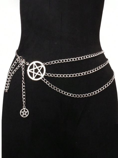 1pc Women's Metal Waist Chain With Pentagram Decoration, Layered Metal Belt, Dress Accessory | SHEIN USA Gothic Belt, Belt Chain, Gothic Girl, Women Waist, Chain Belts, Belt Dress, Metal Belt, Waist Chain, Gothic Girls