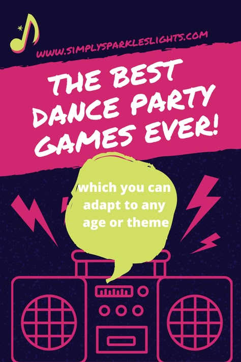 Dance Birthday Games, Dj Dance Party Games, Hip Hop Party Games For Kids, Birthday Party Dance Theme, Dance Party Sleepover, Dj Games Parties, Father Daughter Dance Games, Teenage Dance Party Ideas, Elementary School Dance Activities