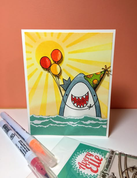 Shark Birthday Card Diy, Shark Birthday Cards, Shark Birthday Card, Diy Gifts Love, Happy Birthday Cards Handmade, Regalos Ideas, Creative Birthday Cards, Birthday Presents For Friends, Calligraphy Cards