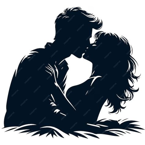 Couples Kissing Drawing, Kissing Silhouette, Ballet Couple, Kissing Drawing, Kissing Couples, Kiss, White Background, Ballet, Drawings