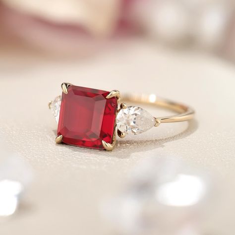 Ruby Ring, 18k Gold Vermeil 925 Sterling Silver Ring, Lab Ruby Engagement Ring, Handmade Solitaire Ring, Dainty Wedding Ring, Gift For Her by YepjewelryUS on Etsy Rubin Ring, Gold Band Wedding Ring, Ruby Wedding Rings, Dainty Wedding, Dainty Wedding Ring, Dainty Engagement Rings, Ruby Engagement Ring, Ring Dainty, Gold Wedding Rings