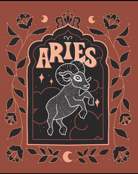 Aries Poster Aesthetic, Aries Astrology Art, Painting Hats, Aries Tarot Card, Aries Print, Aries Illustration Zodiac Art, Pisces And Taurus, Aries Zodiac, Zodiac Art