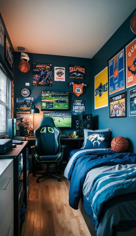 Trendy Teen Boy Bedroom Ideas to Transform His Space 0 Teen Boy Room Decor Ideas, Pre Teen Boys Room Bedroom Ideas, Cool Teen Boy Room, Small Teenage Boys Room, Dude Bedroom, Teenager Room Ideas For Boys, Gamer Room Ideas Boy Bedrooms, Preteen Boys Bedroom Ideas, Teen Boy Gamer Bedroom