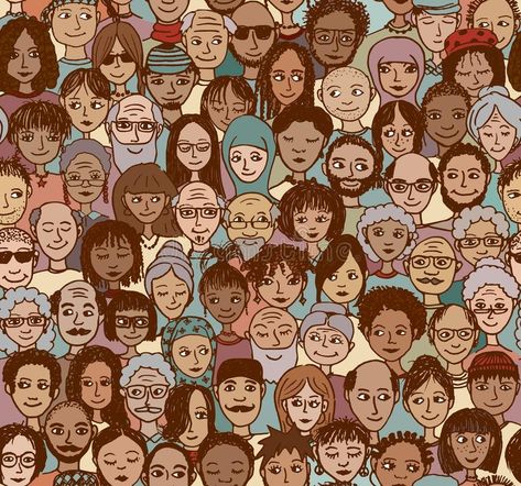 Diverse crowd of people. Seamless pattern of hand drawn faces from various age g , #AFF, #Seamless, #pattern, #hand, #Diverse, #crowd #ad Crowded People, Cartoon Character Ideas, Drawn Faces, Interstellar Travel, Racial Diversity, Playing Card Design, Flatlay Ideas, Crowd Of People, People Illustrations