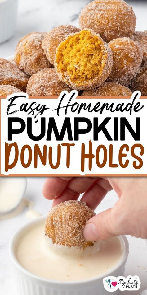 Pumpkin Spice Donuts Air Fryer, Easy Pumpkin Donut Holes, Pumpkin Donuts Holes, Baked Donut Hole Recipes, Cinnamon Sugar Pumpkin Donut Holes, Air Fryer Pumpkin Donut Holes, Pumpkin Donuts Baked, Donut Holes Recipe, Pumpkin Spice Donut Holes