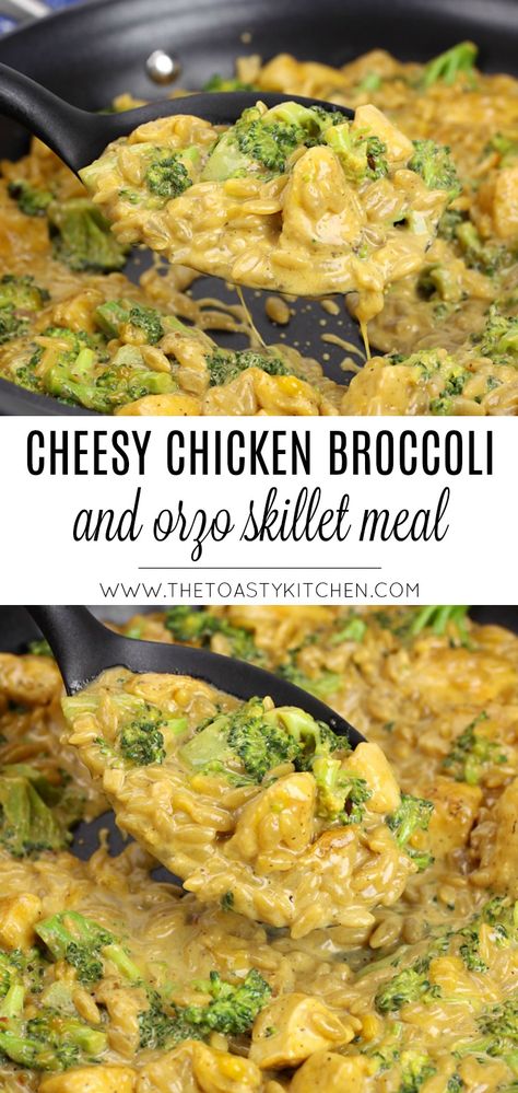 Breakfast Casserole No Meat, Orzo And Broccoli Recipe, Orzo Recipes Healthy, Orzo Skillet, Cheese Ideas, Skillet Dinner Recipes, Dinner Favorites, Best Breakfast Casserole, Cheesy Chicken Broccoli