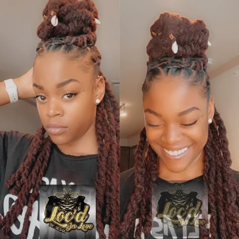 Braided Loc Updo, Knotless Braid Hairstyles, Blue And Black Braids, Black Braids Hairstyles, Hairstyles Locs, Dreadlocks Hair Care, Short Dreadlocks Styles, Dreads Styles For Women, Loc Updo