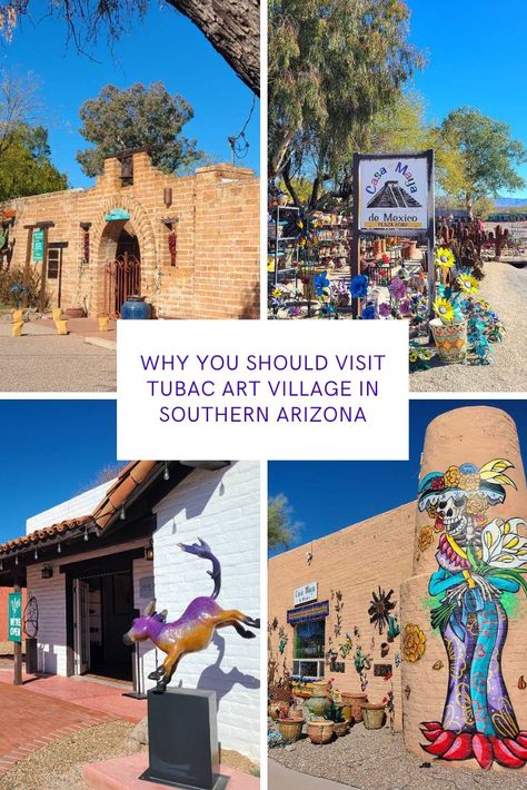 Tubac is a remote village in Southern Arizona that is known for its history and its art scene. It's a popular day trip from Tucson but there are enough things to do in Tubac that you could easily fill a weekend. Here are the best things to do in Tubac AZ. | The World on My Necklace Tucson Arizona Things To Do, Tubac Arizona, Remote Village, Planning A Road Trip, Arizona Adventure, Historic Art, Arizona Road Trip, Southern Arizona, Travel Secrets