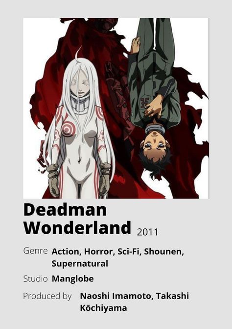 Anime Minimalist Poster, Poster Information, Japanese Show, Anime Sites, Japanese Animated Movies, Deadman Wonderland, Good Anime Series, Cyberpunk Anime, Animes To Watch