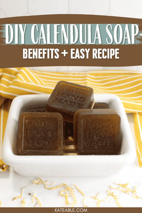 10 Calendula Soap Benefits + Easy DIY Recipe - Calendula Soap, Skincare Homemade, Diy Bug Spray, Flowers Recipes, Soap Benefits, Shower Melts, Edible Flowers Recipes, Homemade Skincare, Diy Essential Oil Recipes