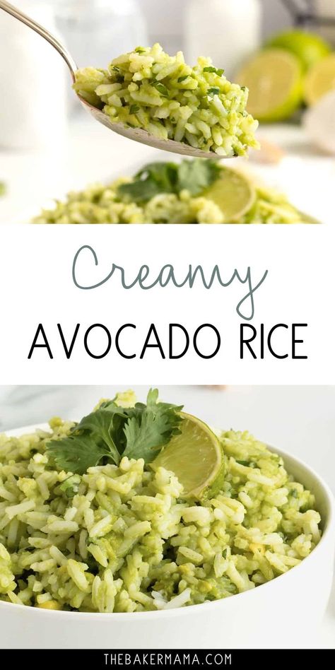 Inspired by our family vacation to Costa Rica, this Creamy Avocado Rice is a tangy and delicious side dish that tastes like paradise! One of our favorite lunch spots had an avocado rice dish on the menu that I could not get enough of. I knew I had to come home and recreate it. And this Avocado Rice hits the spot! Every little bite reminds me of that week in paradise. Avocado Lime Rice, Recipes That Use Avocado, Avocado And Rice Recipes, Avocado Cauliflower Rice, Rice Avocado Recipes, Avocado Fried Rice, Avocado Side Dish Recipes, Easy Avacodo Recipes, Rice With Avocado