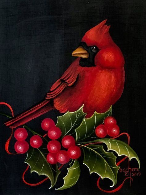 Linda Vachon, Cardinal Birds Art, Bird Painting Acrylic, Cardinal Painting, Christmas Card Art, Cardinal Bird, Christmas Bird, Winter Painting, Christmas Card Crafts