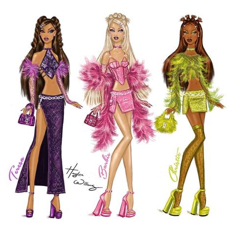 Bratz Fashion Sketch, Barbie Hayden Williams, Fashion Illustration Barbie, Y2k Fashion Illustration, Fashion Outfits Illustration, Hayden Williams Illustrations, Fashion Collection Illustration, Fashion Design Illustrations, Happy 64th Birthday