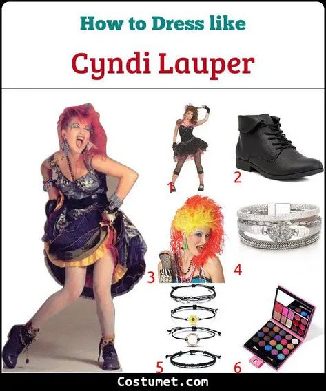 Cyndi Lauper Costume for Cosplay & Halloween 2023 Cyndi Lauper 80s Costume, Cyndi Lauper Costume Diy, Cyndi Lauper 80s Fashion, Cindy Lauper Costume, Cyndi Lauper Concert Outfit, Cindy Lauper 80's Outfit, Cindy Lauper Hair, Cyndi Lauper 80s, Cyndi Lauper Costume