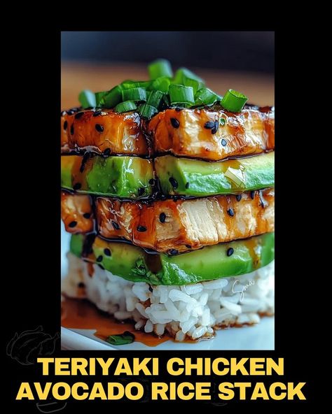 Teriyaki Chicken Avocado Rice Stack Teriyaki Chicken Avocado Rice Stack, Teriyaki Salmon Avocado Rice Stack, Chicken Avocado Rice, Chicken Teriyaki Sauce, Beef Tips And Noodles, Teriyaki Steak, Avocado Rice, Teriyaki Chicken And Rice, Mexican Casserole Recipe