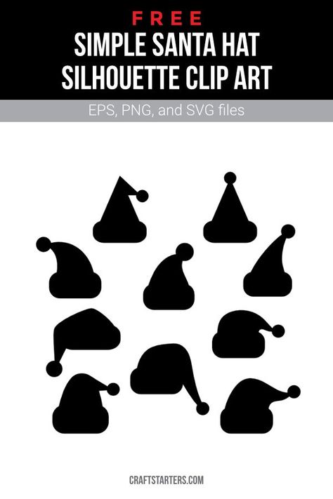 Hat Silhouette, Silhouette Christmas, Silhouette Clip Art, Free Svg Cut Files, Cricut Projects Vinyl, Cricut Svg, Png Transparent, Free Svg, Felt Crafts