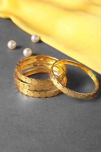 Classy Looking Gold Studded Bangle Pair - signature collection jewelry - 974611 Antique Jewellery Online, Bangles For Women, On Phone, Designer Sarees, Bangle Set, Gold Coins, Gold Jewelry Fashion, Signature Collection, Antique Jewellery