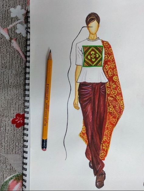 Croque Illustration Fashion Design, Indo Western Illustration, Western Wear Illustration, Garment Illustration, Western Illustration, Bride Fashion Illustration, Illustrator Fashion, Fashion Model Drawing, Fashion Illustration Poses