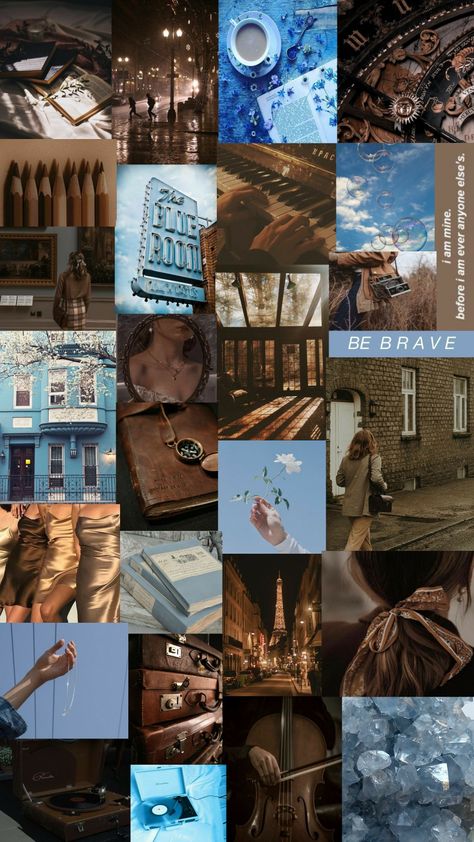 Blue And Brown Aesthetic, Brown Moodboard, Aesthetic Visionboard, Blue Pallets, Blue Feeds, Cream Aesthetic, Brown Bedroom, Brown Wallpaper, Black Love Art