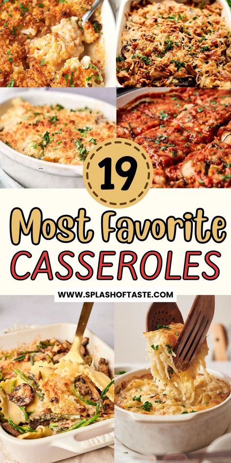 Casseroles are easy to bake in the oven and affordable, making them a meal the whole family will love. Whether you need a main dish or side dish, these 19 most favorite casseroles are perfect for quick meal prep and are ready in just an hour. These vegetarian recipes are ideal for any occasion, offering comfort and convenience. Pin this collection of casseroles for your next family meal! Taste Of Home Casseroles, Crazy Good Casserole, Healthy Dinner Casseroles, Comfort Food Recipes Casseroles, Casserole Recipes Healthy, Asparagus Casserole, Yellow Squash Casserole, Easy Casserole Dishes, Casserole Ideas