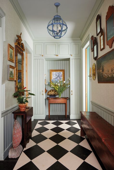 Country Meets City In This Cozy Downtown Manhattan Apartment Checkerboard Floor, Manhattan Apartment, New York City Apartment, Blue Inspiration, Luxe Interiors, Blue Living Room, Decoration Inspiration, City Apartment, Country Chic