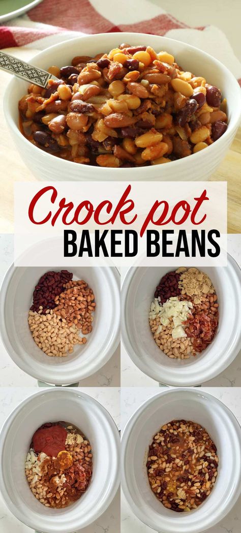 Crock Pot Baked Beans - Weekend Craft Homemade Baked Beans Crockpot, Crockpot Rice And Beans, Easy Homemade Baked Beans, Baked Green Bean Recipes, Freeze Pop Recipes, Crock Pot Baked Beans, Homemade Baked Beans Recipe, Simple Baked Beans Recipe, Summer Bbq Side Dishes