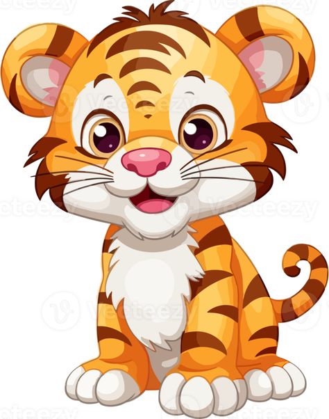 Gumpaste Animals, Animal Clipart Free, Tiger Clipart, Arabian Oryx, Tiger Cartoon, Tiger Kids, Tiger Images, Jungle Mural, Easy Art For Kids