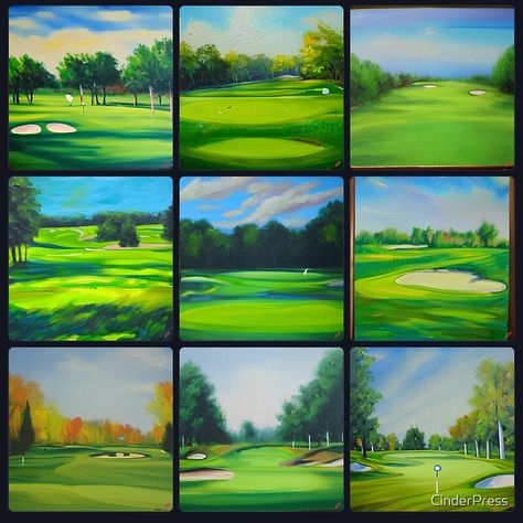 "Golf / Golf Course art pack" by CinderPress | Redbubble Golf Course Art, March Art, Art Merchandise, Golf Course, Wood Print, Painting Ideas, Art Boards, Photographic Print, Poster Wall Art