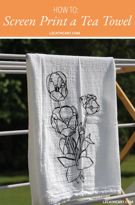 Want to know How to Screen Print a Custom Tea Towel? Today, I'm not only going to tell you how, but show you as well! PLUS, this free design is included!﻿ #diyscreenprinting #howtoscreenprint #diyteatowels Budget Farmhouse Decor, Screen Print Tea Towels, Tea Towels Diy, Diy Screen Printing, Hello Pretty, Printed Tea Towel, Custom Tea Towel, White Napkins, Stamp Printing