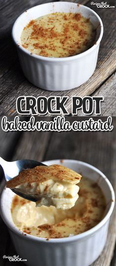 Do you love a decadent recipe that looks all fancy, but is actually easy to make? Well, then you are in luck! I have a great recipe for you...Crock Pot Baked Vanilla Custard! Crockpot Custard Recipe, Recipes Summer Dinner, Dinner Crock Pot, Crockpot Cake, Crockpot Desserts, Baked Custard, Crock Pot Desserts, Slow Cooker Desserts, Recipes Summer