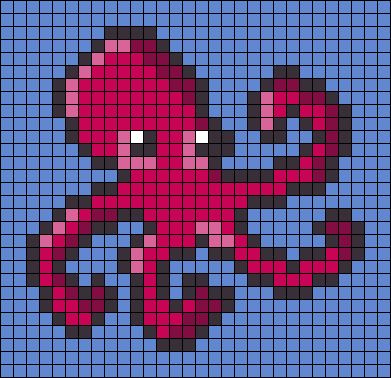 Octopus Alpha Pattern, Turtle Alpha Pattern, Octopus Pixel Art, Squid Animal, Underwater Ocean, Pearl Beads Pattern, Beads Pattern, Bday Gift, Tapestry Crochet Patterns