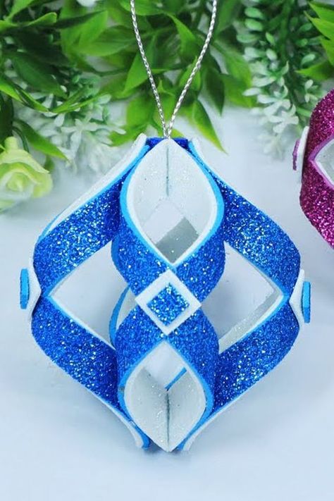 DIY Glitter Foam Ornaments Making For Christmas Decorations | Glitter Foam Sheets Craft Ideas. how to make glitter foam sheet ornaments crafts step by step. Christmas Ornaments Decorations. #Decor #Christmas #Ornaments Foam Ornaments, Glitter Paper Crafts, Foam Christmas Ornaments, Beautiful Christmas Ornaments, Ornaments Making, Foam Sheet Crafts, Hanging Craft Ideas, Mini Christmas Ornaments, Paper Christmas Decorations