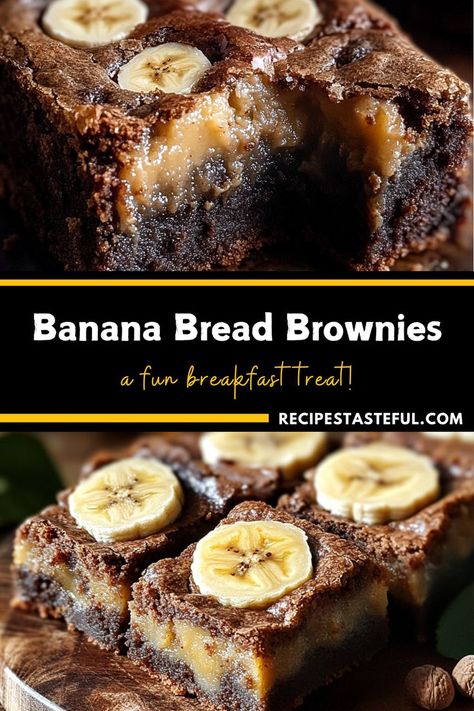 Banana Bread Brownies combine the best of both worlds, offering the moist, sweet flavor of banana bread with the chewy, fudgy texture of brownies. A deliciously indulgent treat for any time of day! #BananaBreadBrownies #BananaDesserts #BakingTreats Chewy Banana Bread, Banana Bread Brownies Recipe, Brown Banana Recipes, Banana Brownie Recipe, Microwave Banana Bread, Recipes With Bananas, Banana Bread Easy Moist, Hawaiian Banana Bread Recipe, Chocolate Banana Brownies