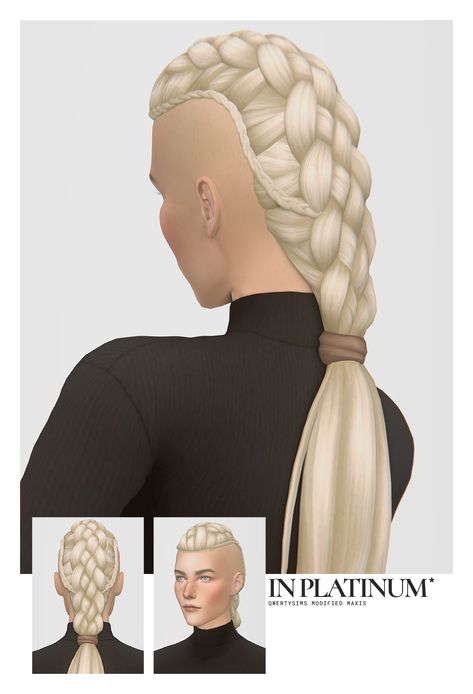 Sims 4 Mm Cc Dress, Sims 4 Side Shaved Hair, Ts4cc Hair, Around The Sims 4, Ac Valhalla, Sims 4 Hair Male, Sims Medieval, Sims Stories, 4 Braids