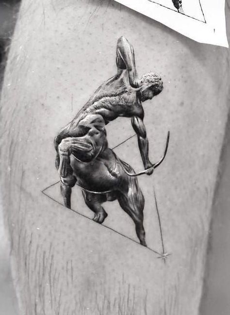 Centaur Tattoo, Ancient Greek Tattoo, Sagittarius Tattoo Designs, Greek God Tattoo, Sagittarius Tattoo, Single Needle Tattoo, Greek Mythology Tattoos, Mythology Tattoos, Greek Tattoos