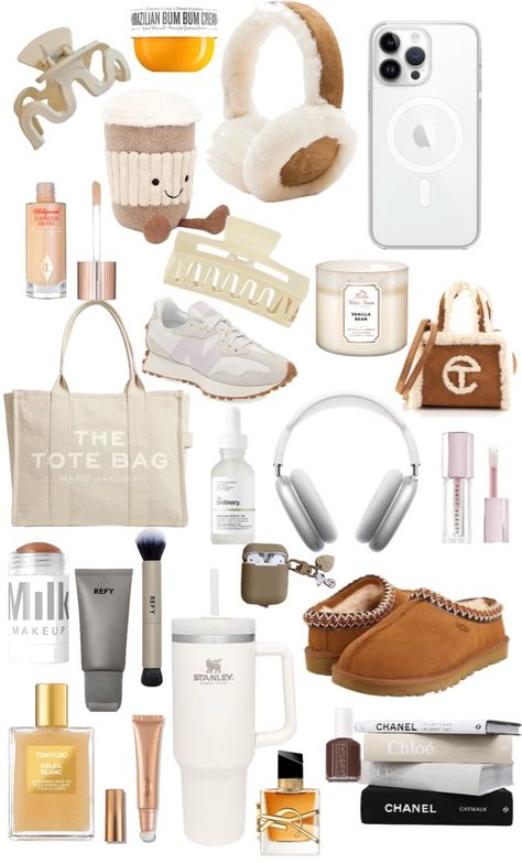 Clean girl wish list/ it girl wish list/ aesthetic Clean Girl Aesthetic Christmas List, Wishlist Ideas For Christmas, Paris Gift Basket Ideas, It Girl Christmas List, Clean Girl Christmas List, Wish List Aesthetic, Collages Aesthetic, Christmas Wish List Ideas, Xmas List Ideas