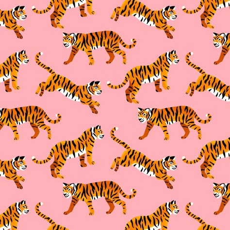 Siri, cue up the eye of the tiger 🎶 Art by @tigatiga_designs Preppy Tiger Painting, Preppy Tiger Wallpaper, Pink Tiger Wallpaper, Tiger Print Background, Tigers Wallpaper, Tiger Background, Checker Wallpaper, Tiger Wallpaper, Pink Tiger