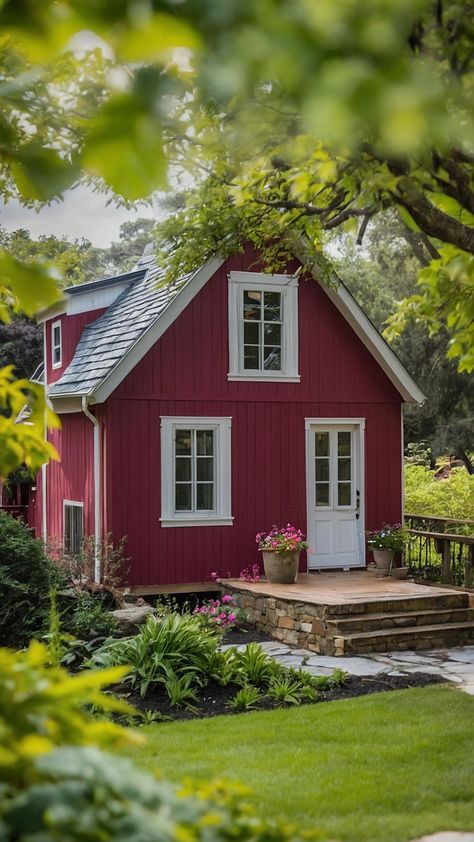 Explore the timeless elegance of a red house with dark black exterior colors and Swedish interior design aesthetic in our latest blog post Discover how to incorporate black trim wallpaper decor and colors into your interior design for a sophisticated and stylish look Immerse yourself in the Swedish log cabin vibe with a mix of dark and light hues for a stunning contrast House Exterior Paint Ideas, Red House Exterior, Swedish Interior Design, Exterior Paint Ideas, Interior Design Aesthetic, House Exterior Paint, Stone Pathway, Red Roof, House Color