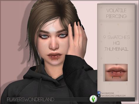 The Sims Resource - Volatile Piercing Sims 4 Angel Bites, Ts4 Piercing Cc, Sims Presets, Sims 4 Cc Accessories, Ts4 Mod, 4 Piercings, Sims Makeup, Sims 4 Cc Hair, Mouth Piercings