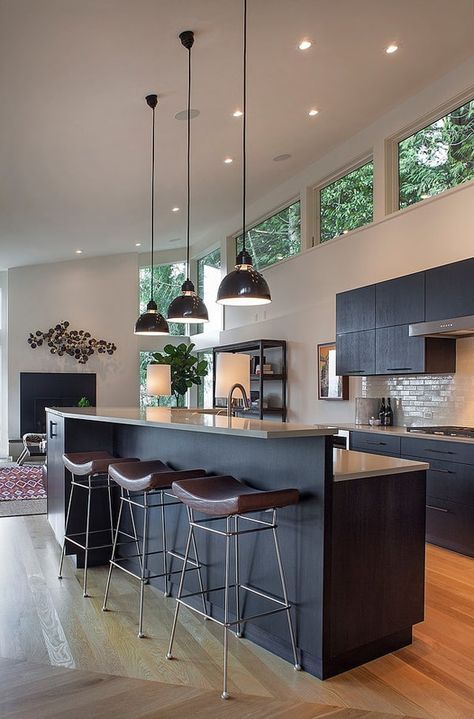 Phenomenal 1950s ranch remodel in Portland Hills Celestory Windows, 1950s Ranch Remodel, Windows Kitchen, Decor Kitchen Ideas, Kitchen Bar Design, Home Renovation Ideas, Ranch Remodel, Fabulous Kitchens, Clerestory Windows