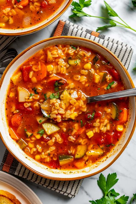 Veggie Packed Tomato Soup, Vegetable Soup Made With Tomato Juice, Vegetable Beef Alphabet Soup, Veggie Alphabet Soup, Super Quick Dinner Ideas, Homemade Alphabet Soup, Alphabet Soup Recipe, Best Pork Loin Recipe, Super Quick Dinner