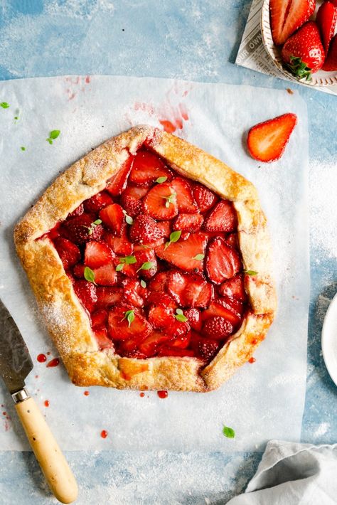 Classic Strawberry Galette | Anna Banana Fruit Galette, Strawberry Galette, Flat Cakes, Galette Recipe, Anna Banana, Seasonal Fruits, Summer Baking, Seasonal Fruit, French Dessert