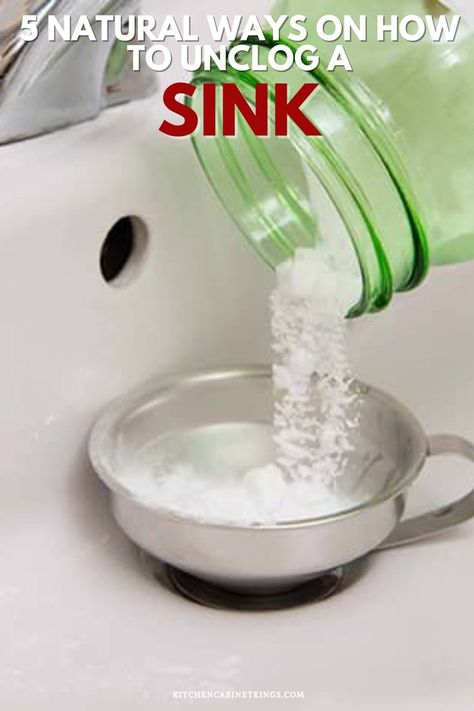 Instead of calling a plumber, we have a few natural (and easy) steps you can take to try to unstop the sink yourself. Try one of these five methods for unclogging your bathroom or kitchen sink. Unclog A Sink, Unclog Sink, Traditional Modern Bathroom, Kitchen Cabinet Kings, Unclog Drain, Bathroom Sink Drain, Clogged Drain, Breakfast Bars, Diy And Home Improvement