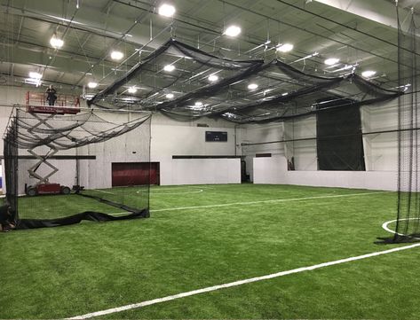 Black Widow Retractable Batting Cages | On Deck Sports Indoor Batting Cage Garage, Garage Batting Cage, Building A Batting Cage, Retractable Batting Cage, Indoor Batting Cage, Batting Cage, Batting Cages, Black Widow, Soccer Field