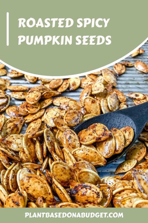 This recipe for roasted spicy pumpkin seeds with soy sauce, garlic, and cayenne is the perfect snack! It’s so simple to make and is the perfect healthy snack or salad/soup topper! Make these spicy pumpkin seeds this fall and enjoy! Roasted Pumpkin Seeds Recipe, Pumpkin Seed Recipes Roasted, Spicy Roasted Pumpkin Seeds, Spicy Pumpkin Seeds, Pumpkin Seeds Recipe, Soy Sauce Garlic, Vegan Pumpkin Soup, Pasta Bake Easy, Creamy Broccoli Soup