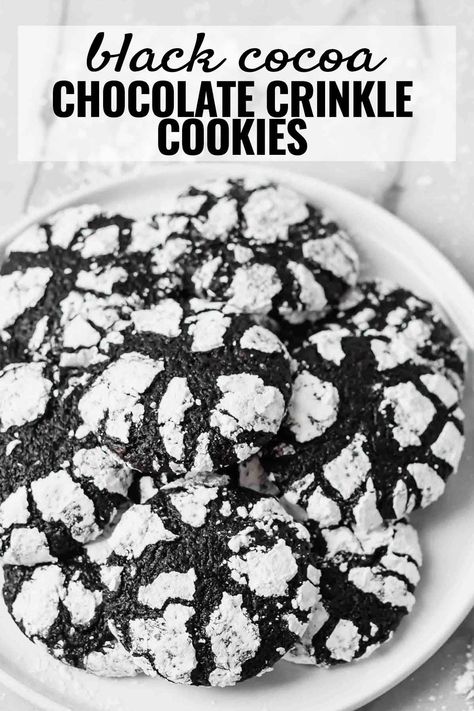 Crinkle Recipe, Crinkles Recipe, Black Cocoa Powder, Cocoa Powder Recipes, Cocoa Powder Cookies, Black Cocoa, Chocolate Crinkle, Cocoa Recipes, Chocolate Crinkle Cookies