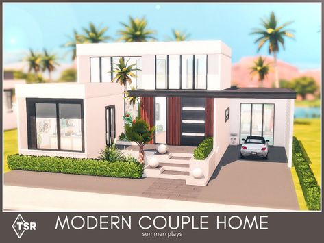 Ts4 Cc Lots House, Sims 4 Couple House, The Sims 4 Modern House, Sulani Homes Sims 4, Sims 4 Modern House, Modern Beach House Decor, Mods Sims 4, Couple Home, The Sims 4 Lots