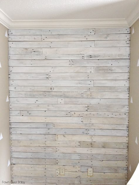 Happy Friday Friends!!  I am so excited to share another fun weekend project for your DIY pleasure! This past Monday, I revealed McKenzie's ... White Wood Headboard, Pallet Walls, Plank Walls, Pallet Decor, Bedroom Remodel, Pallet Wall, Wood Headboard, Decoration Inspiration, Diy Pallet Projects